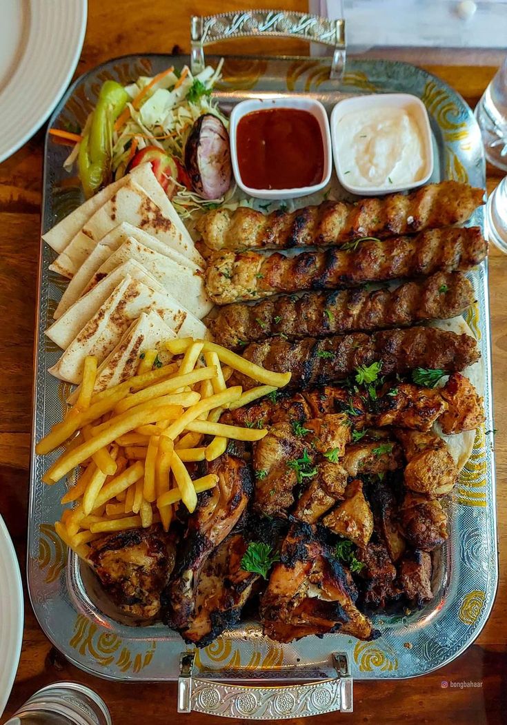Mixed grill platter with kebabs